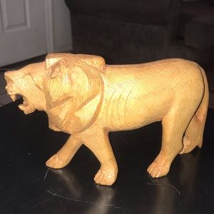 Handmade Wooden Lion Sculpture